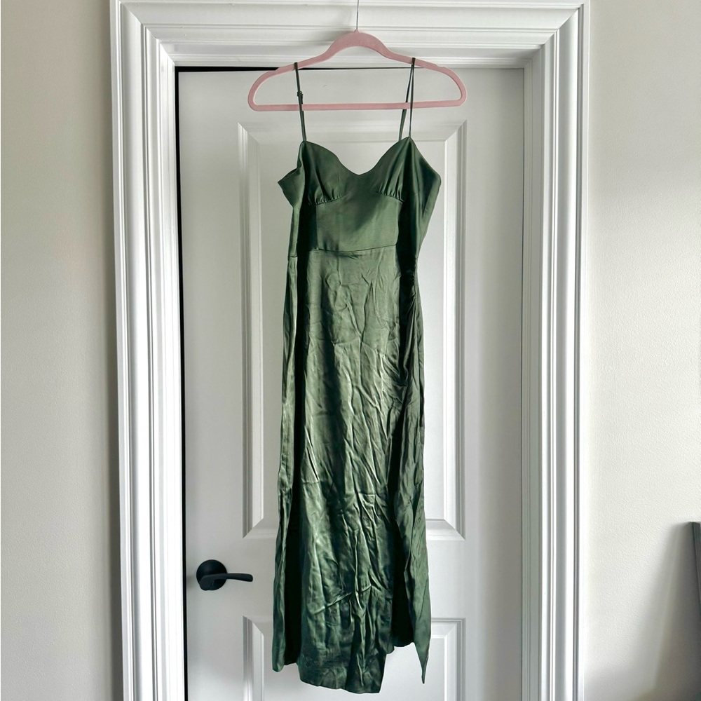 NWT ZARA GREEN SPAGHETTI STRAP SLIP DRESS
